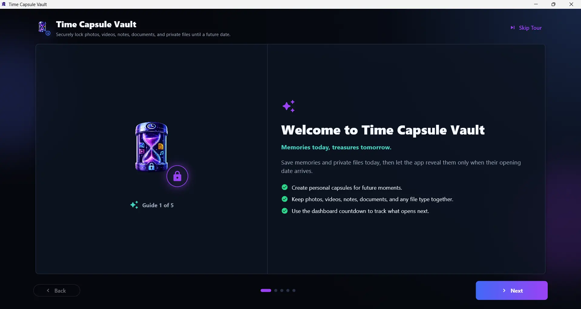 Time Capsule Vault main interface preview