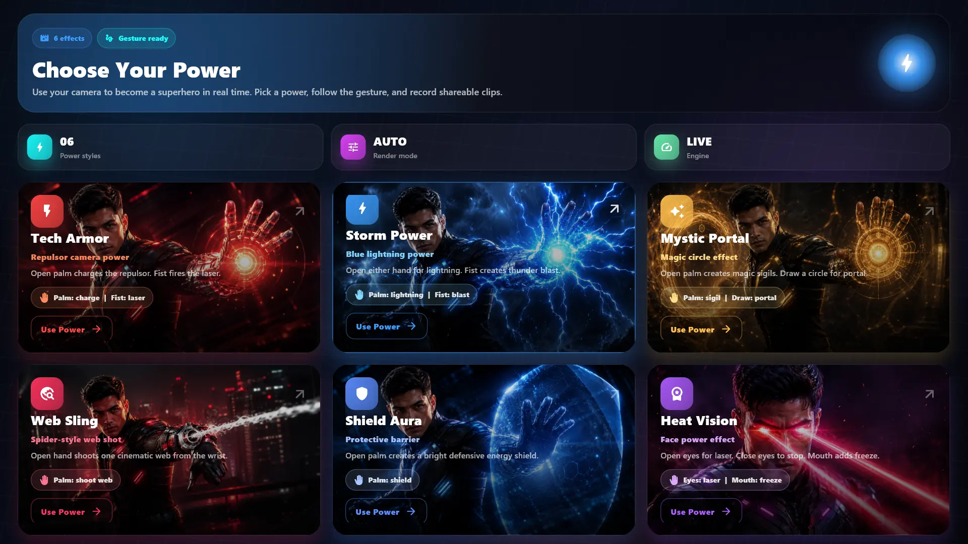 Super Power Camera main interface preview